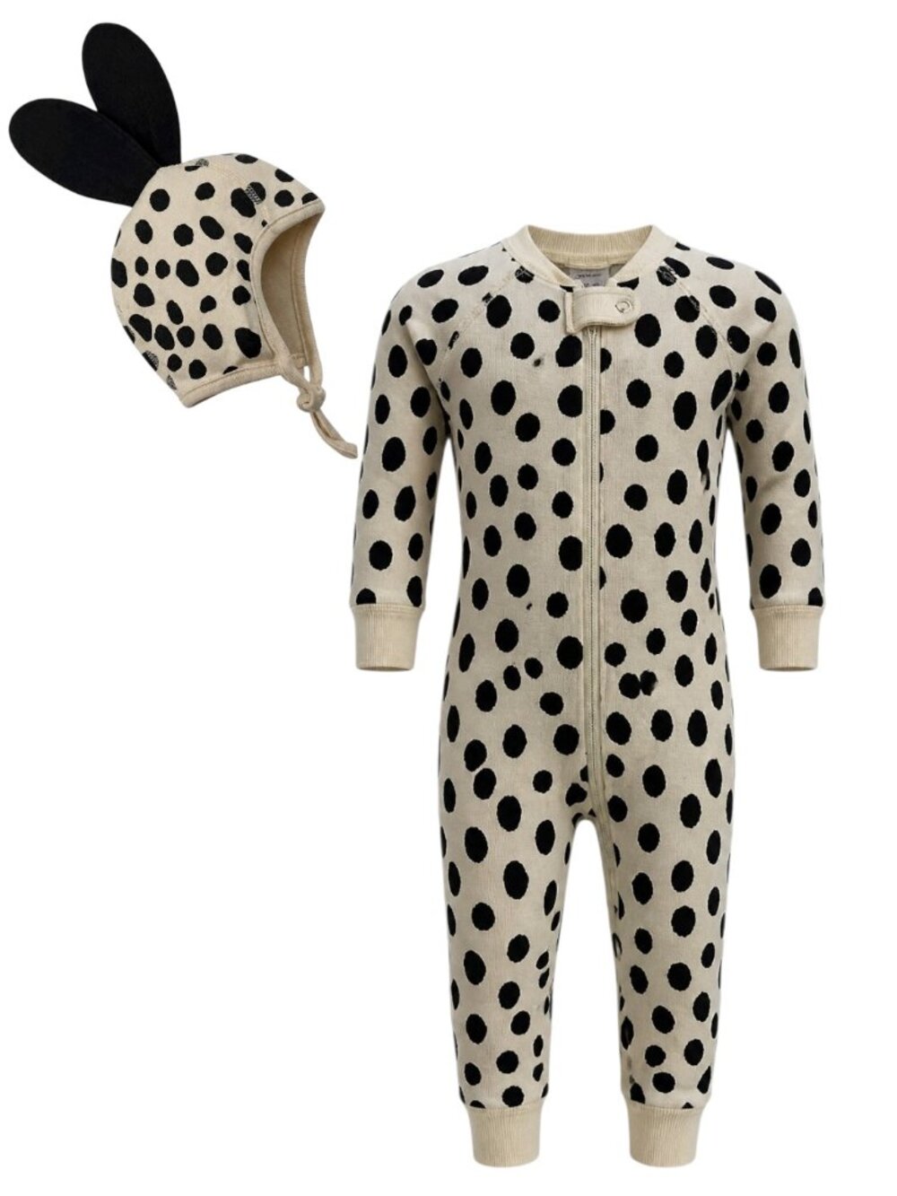 Hanna Andersson Dalmatian Dog Pajamas and Hat Size 2T